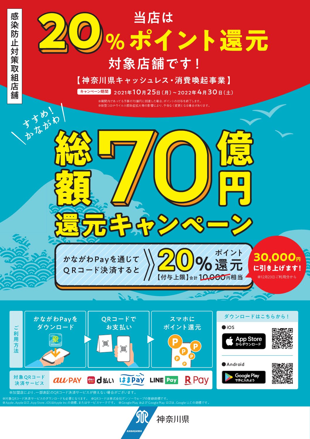 【総額70億円還元　かながわPAY】本日より開始です！